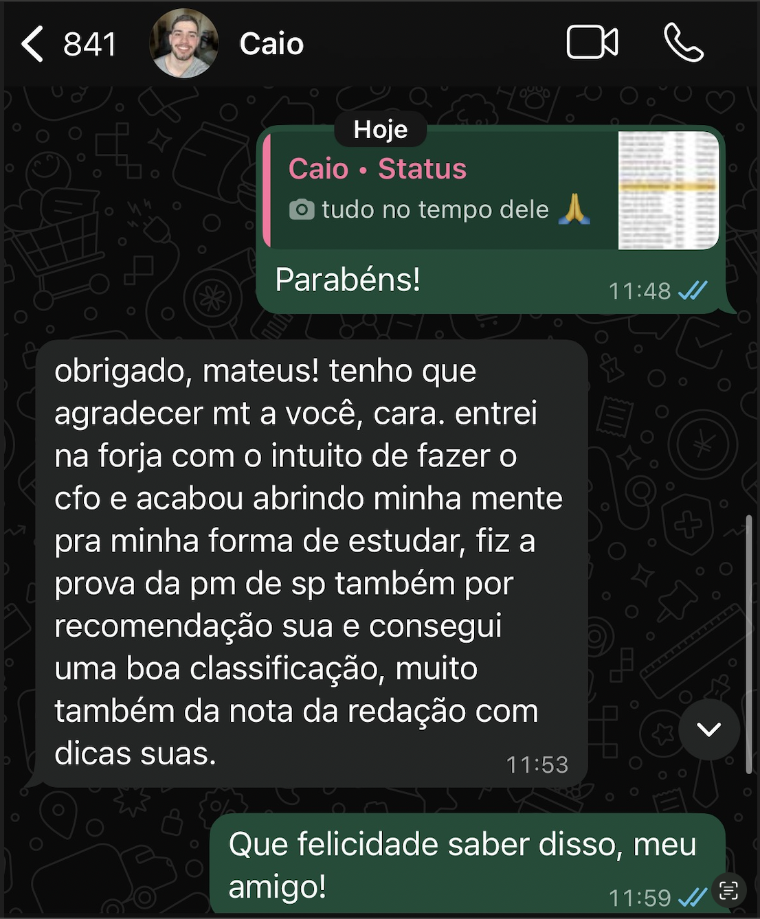 Depoimento de aluno aprovado 2