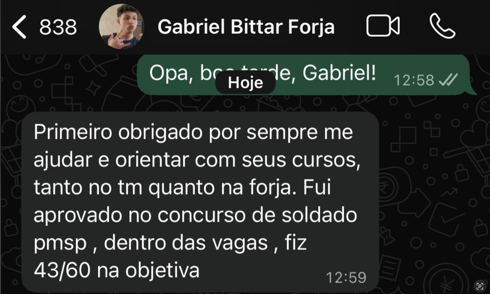 Depoimento de aluno aprovado 3