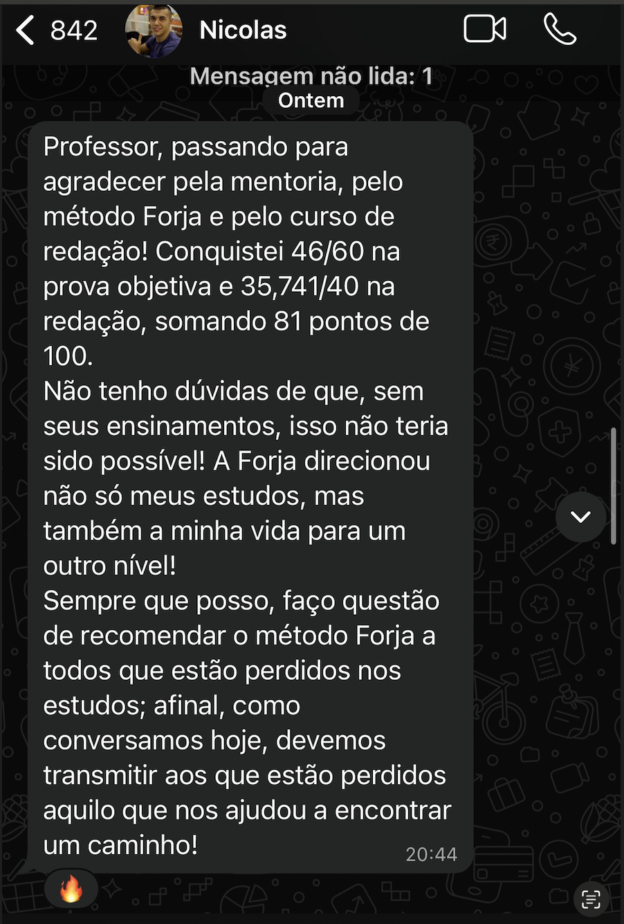 Depoimento de aluno aprovado 6